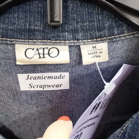 2769 Size M Cato Upcycled Jean Jacket, Tunic - Picture 4 of 7
